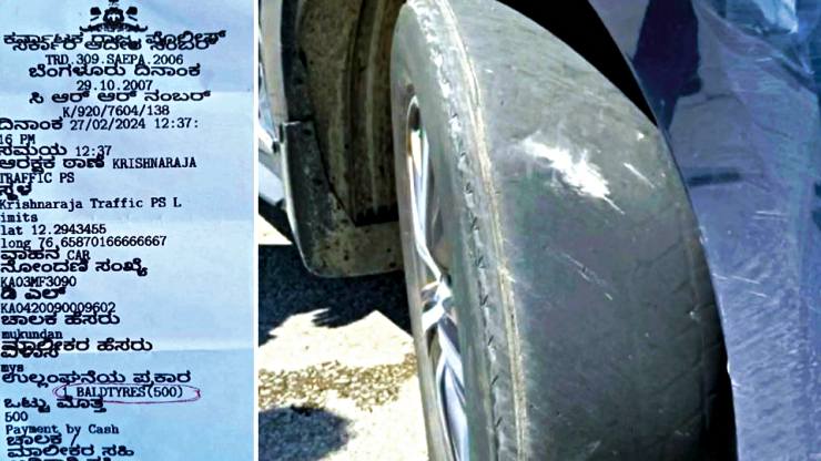 Car driver fined for having bald tyre