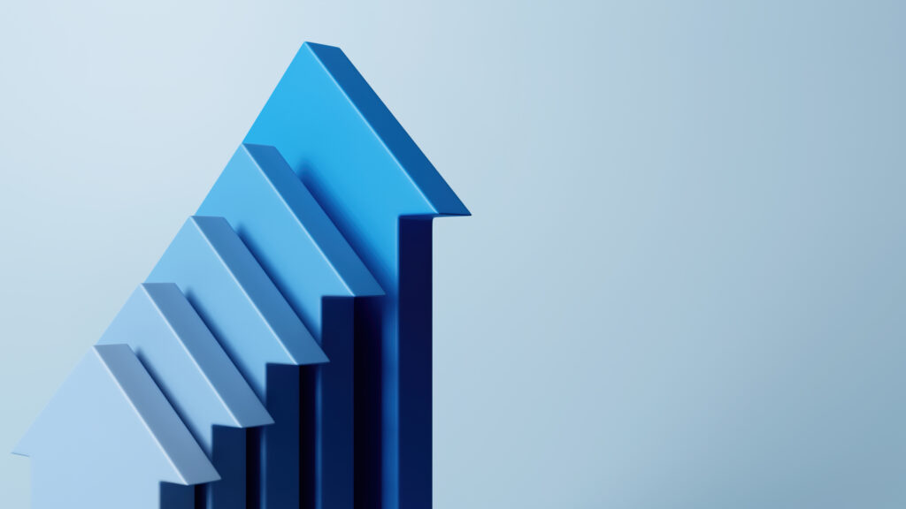 blue arrows pointing up dividends interest rates